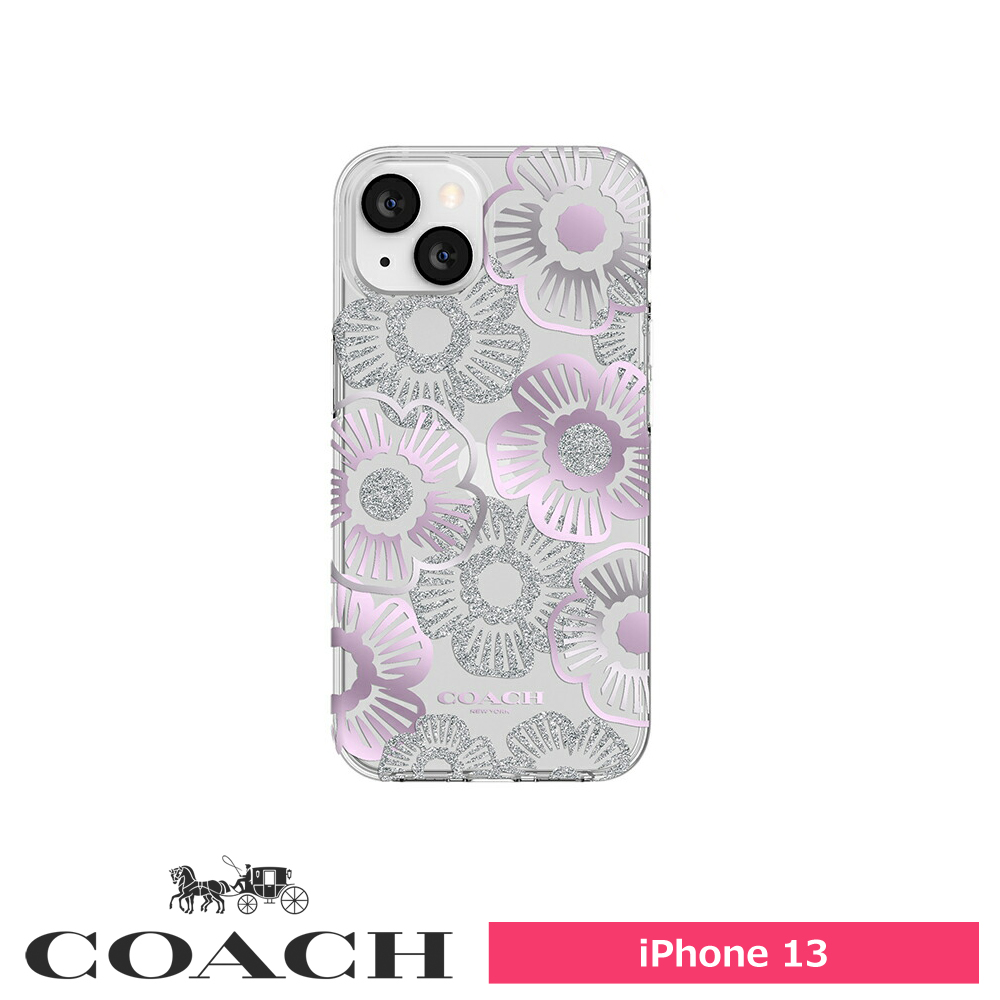 COACH iPhone 13 Protective Case Tea Rose Purple MagSafeチャージ