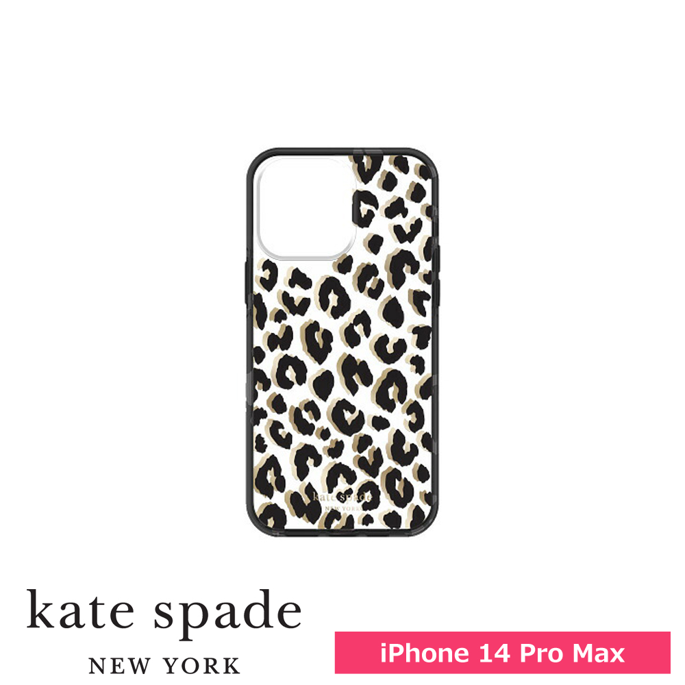 【アウトレット】kate spade ケイトスペード iPhone 14 Pro Max KSNY Protective Hardshell - City Leopard Black